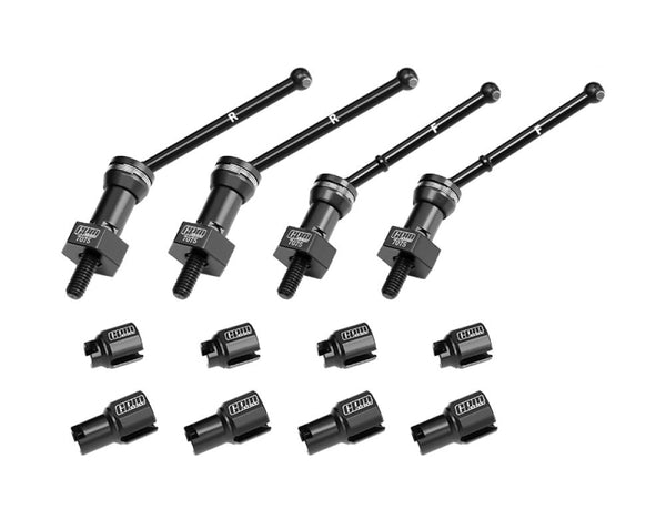 Aluminum 4140 Carbon Steel Front & Rear CVD Drive Shafts With Alloy 7075 Wheel Hex (Pins Thickened 2mm) For Arrma 1/16 MOJAVE GROM Desert Truck Upgrades - Black