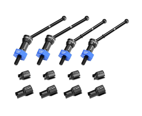 Aluminum 4140 Carbon Steel Front & Rear CVD Drive Shafts With Alloy 7075 Wheel Hex (Pins Thickened 2mm) For Arrma 1/16 MOJAVE GROM Desert Truck Upgrades - Blue