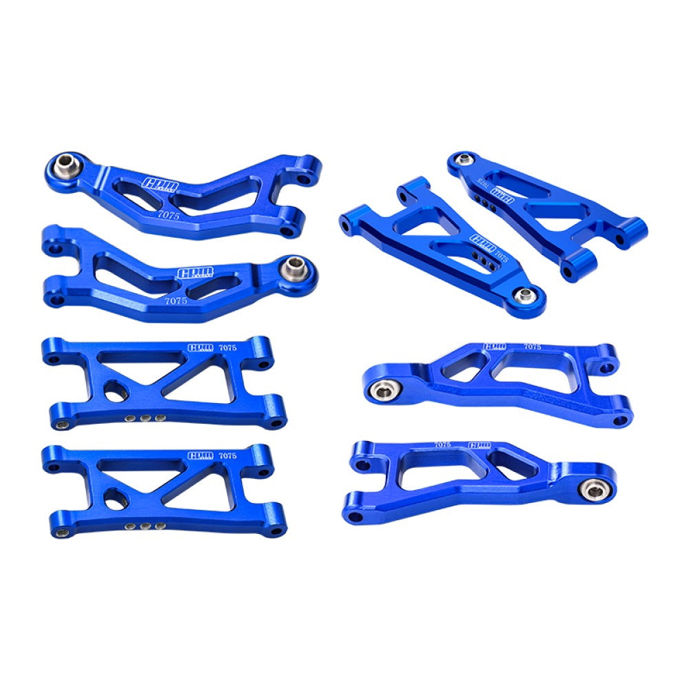 Aluminum 7075 Alloy Front + Rear Upper And Lower Suspension Arms For Arrma 1/16 MOJAVE GROM DESERT TRUCK Upgrades - Blue
