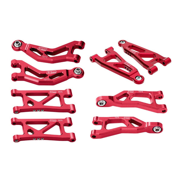 Aluminum 7075 Alloy Front + Rear Upper And Lower Suspension Arms For Arrma 1/16 MOJAVE GROM DESERT TRUCK Upgrades - Red