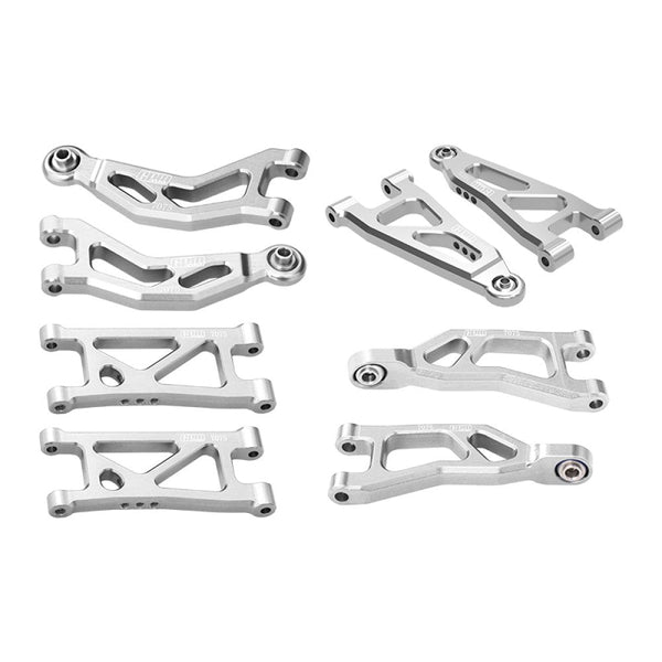 Aluminum 7075 Alloy Front + Rear Upper And Lower Suspension Arms For Arrma 1/16 MOJAVE GROM DESERT TRUCK Upgrades - Silver