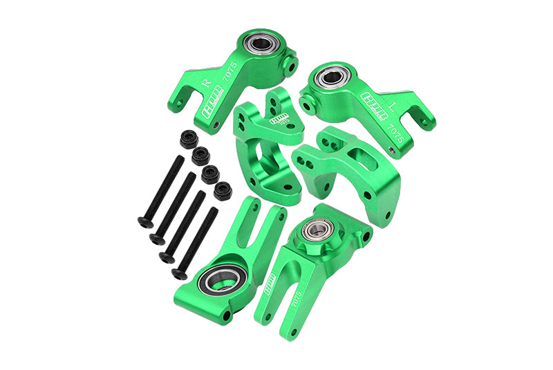 Aluminum 7075 Front C Hubs & Front Steering Block & Rear Hub (Larger Inner Bearings) For Arrma 1/10 GORGON 4X2 Mega 550 Brushed Monster Truck-ARA3230 Upgrades - Green