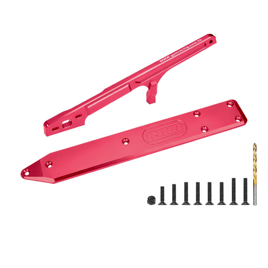 Aluminum 7075 Alloy Rear Brace and Rear Chassis Skid Plate Brace 6mm For ARRMA 1/7 Talion 6S EXB V6 Brushless Speed Truck-ARA7707V6 Upgrades - Red