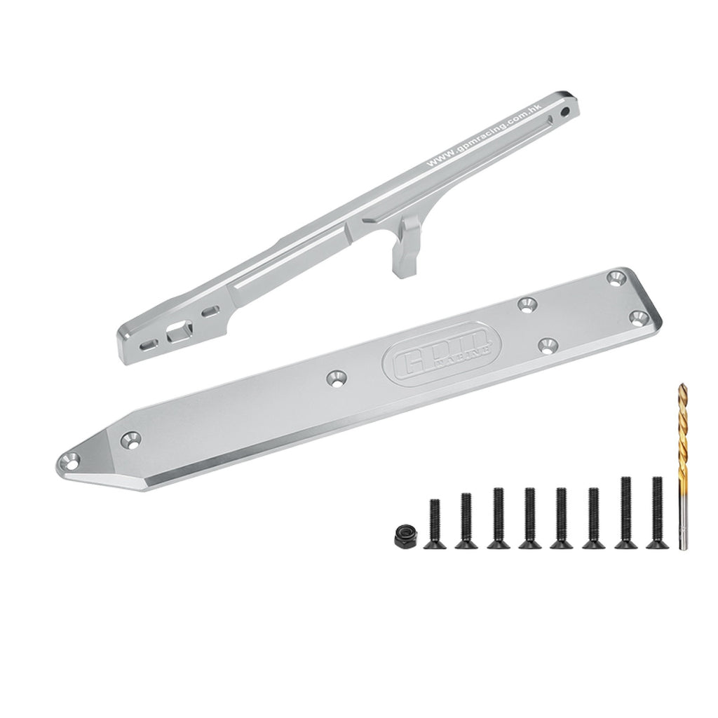 Aluminum 7075 Alloy Rear Brace and Rear Chassis Skid Plate Brace 6mm For ARRMA 1/7 Talion 6S EXB V6 Brushless Speed Truck-ARA7707V6 Upgrades - Silver