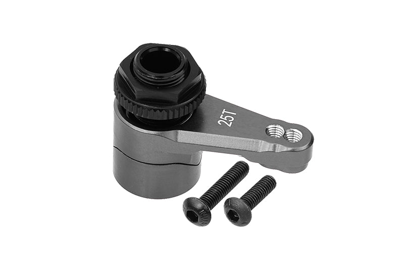 Axial 1/10 RBX10 Ryft 4WD Rock Bouncer Aluminum 7075 25T Servo Horn With Built-In Spring (2 Positioning Holes) - 3Pc Set Gray Silver