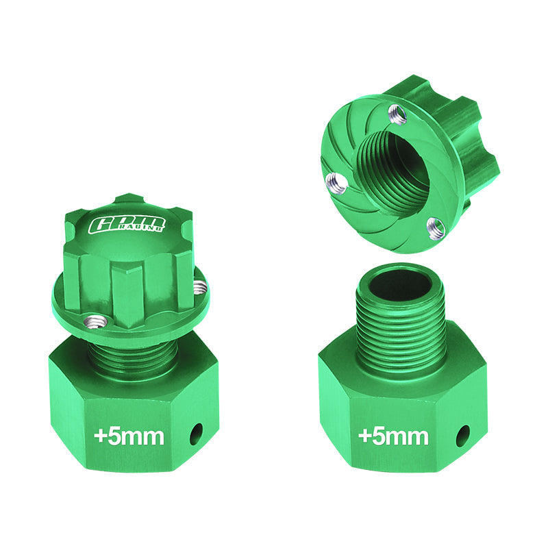 Aluminum Wheel Hex Adapter (+5mm) For Losi 1/6 Super Baja Rey 4X4 Desert Truck Upgrades - Green