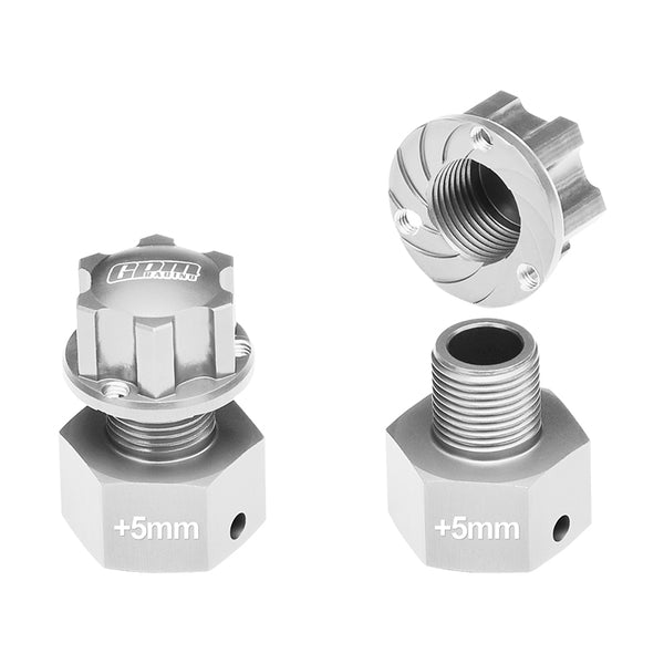Losi 1/6 Super Baja Rey 4X4 Desert Truck Aluminum Wheel Hex Adapter (+5mm) - 6Pc Set Silver