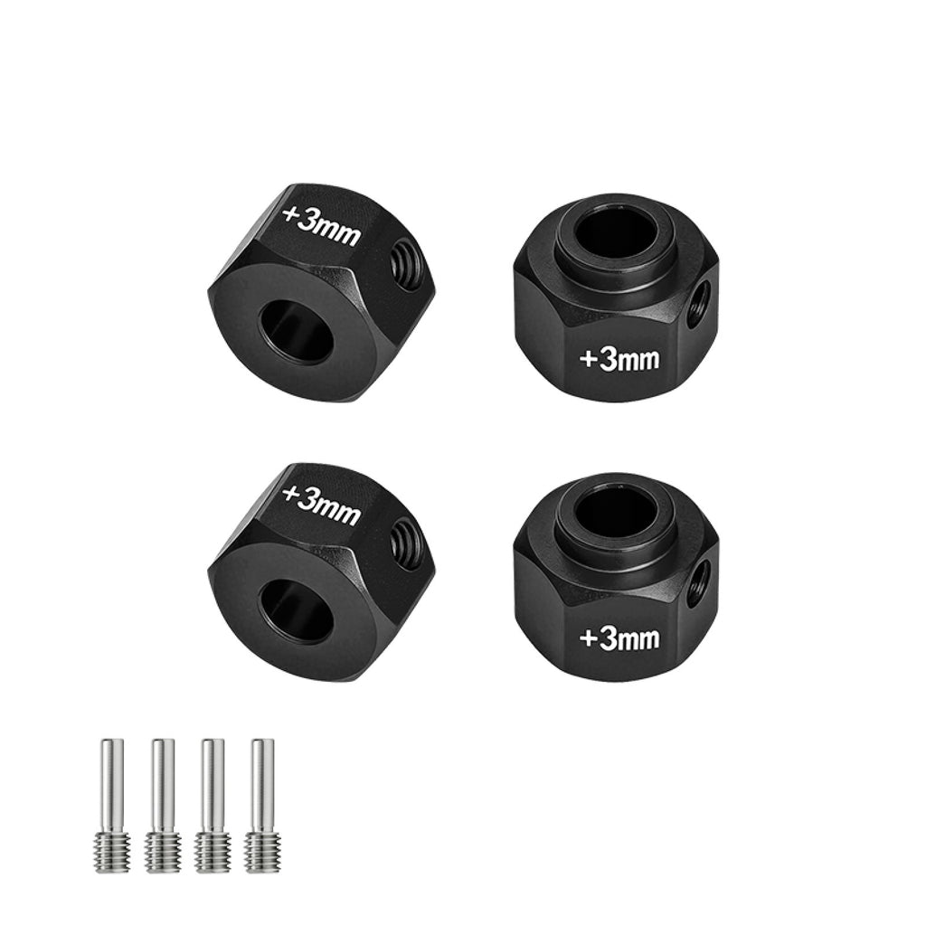 Aluminum Alloy 6061-T6 Wheel 12mm Hex Adapters +3mm For Axial 1/10 SCX10 III Jeep CJ-7 Rock Crawler Upgrades - Black