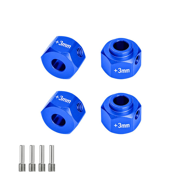 Aluminum Alloy 6061-T6 Wheel 12mm Hex Adapters +3mm For Axial 1/10 SCX10 III Jeep CJ-7 Rock Crawler Upgrades - Blue