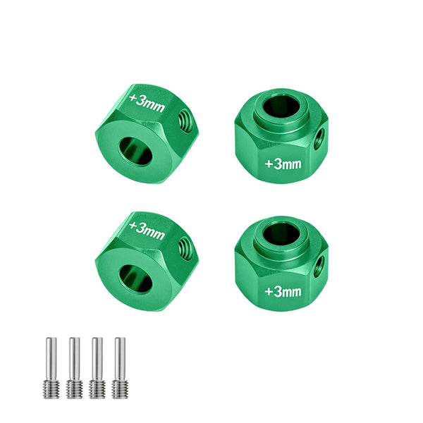 Aluminum Alloy 6061-T6 Wheel 12mm Hex Adapters +3mm For Axial 1/10 SCX10 III Jeep CJ-7 Rock Crawler Upgrades - Green