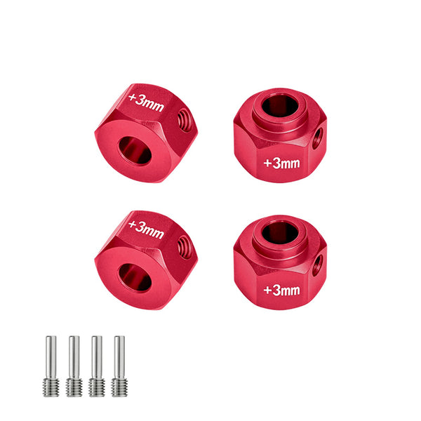 Aluminum Alloy 6061-T6 Wheel 12mm Hex Adapters +3mm For Axial 1/10 SCX10 III Jeep CJ-7 Rock Crawler Upgrades - Red
