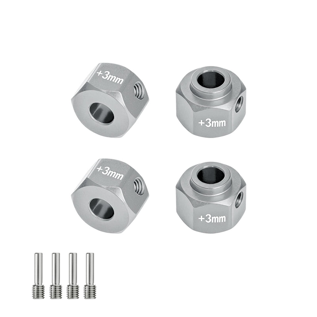 Aluminum Alloy 6061-T6 Wheel 12mm Hex Adapters +3mm For Axial 1/10 SCX10 III Jeep CJ-7 Rock Crawler Upgrades - Silver