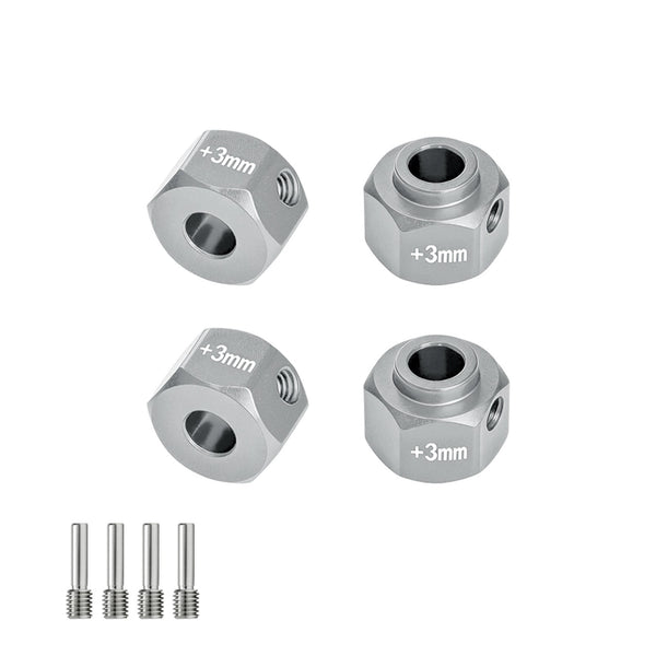 Aluminum Alloy 6061-T6 Wheel 12mm Hex Adapters +3mm For Axial 1/10 SCX10 III Jeep CJ-7 Rock Crawler Upgrades - Silver