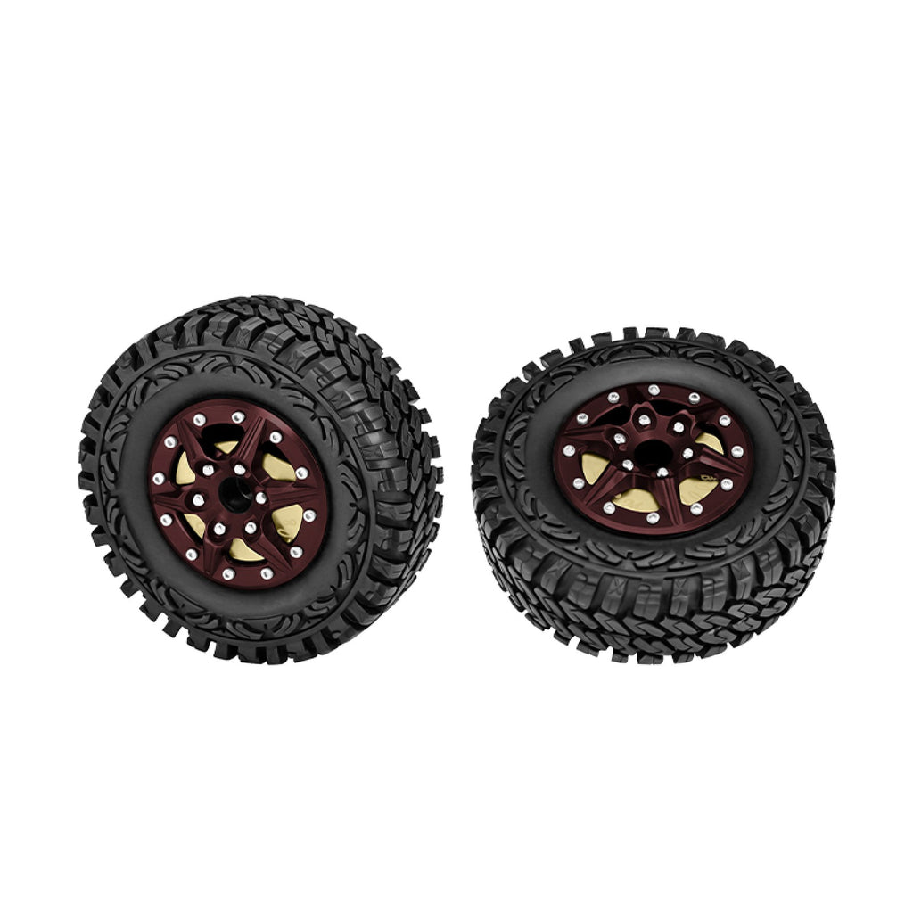 1.9" Alloy 6-Spoke Crawler Tire With 100G Brass Wheels Weights For AXIAL 1/10 SCX10 III Jeep CJ-7 SCX10 II Jeep Cherokee TRX4 Defender GMADE Komodo GMADE Sawback VATERRA K5 Blazer Ascender - Brown