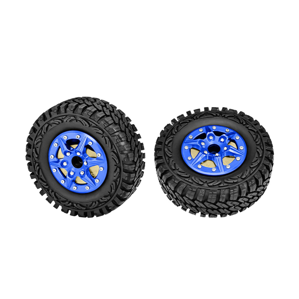 1.9" Alloy 6-Spoke Crawler Tire With 100G Brass Wheels Weights For AXIAL 1/10 SCX10 III Jeep CJ-7 SCX10 II Jeep Cherokee TRX4 Defender GMADE Komodo GMADE Sawback VATERRA K5 Blazer Ascender - Blue