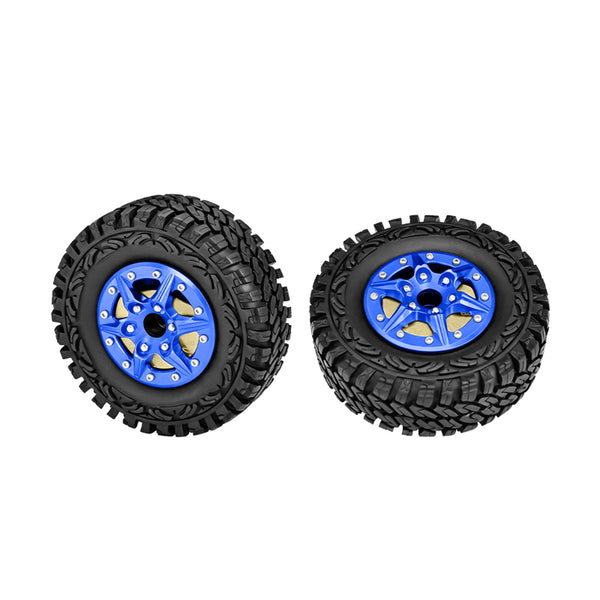 1.9" Alloy 6-Spoke Crawler Tire With 100G Brass Wheels Weights For AXIAL 1/10 SCX10 III Jeep CJ-7 SCX10 II Jeep Cherokee TRX4 Defender GMADE Komodo GMADE Sawback VATERRA K5 Blazer Ascender - Blue
