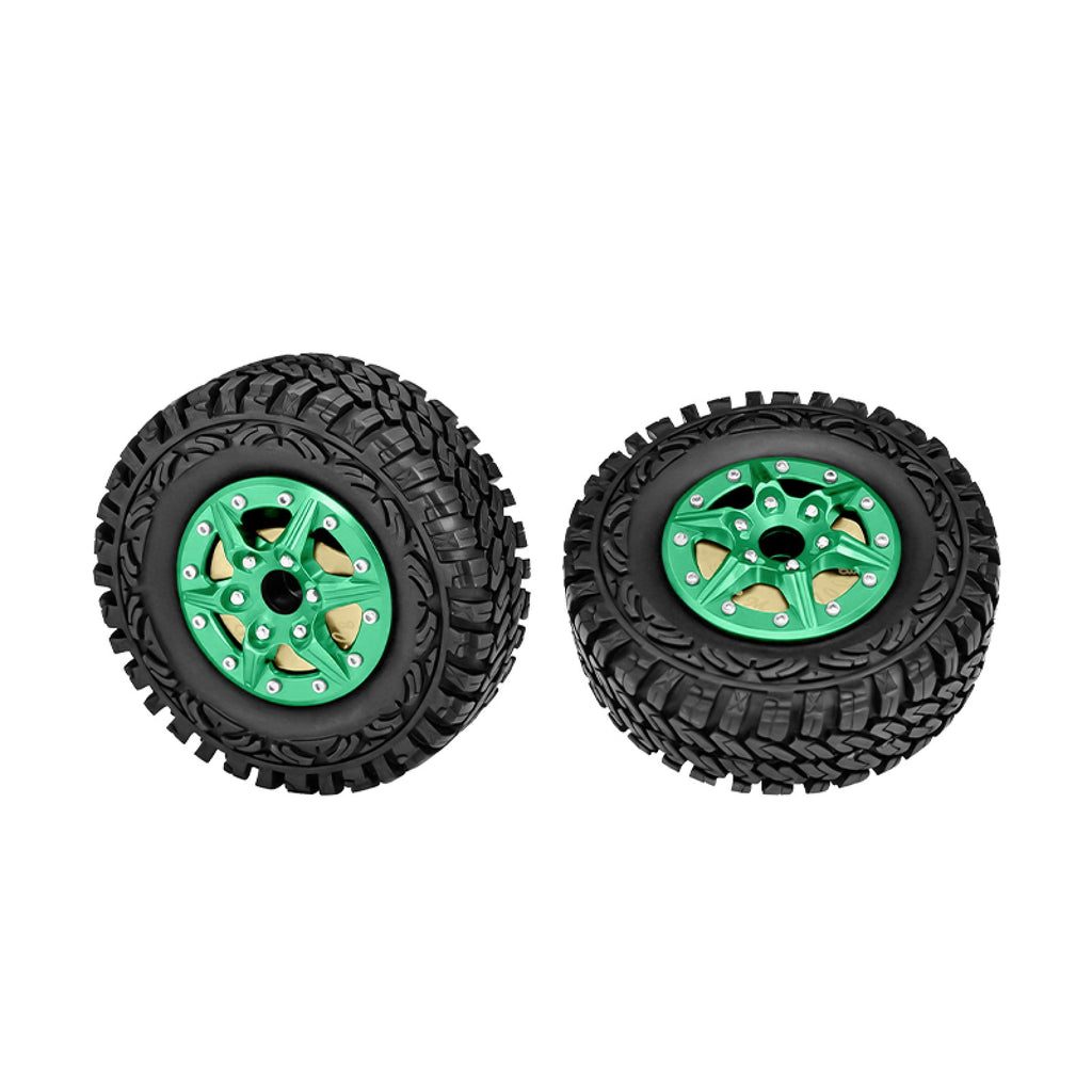 1.9" Alloy 6-Spoke Crawler Tire With 100G Brass Wheels Weights For AXIAL 1/10 SCX10 III Jeep CJ-7 SCX10 II Jeep Cherokee TRX4 Defender GMADE Komodo GMADE Sawback VATERRA K5 Blazer Ascender - Green