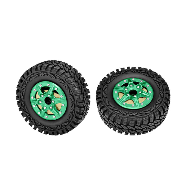 1.9" Alloy 6-Spoke Crawler Tire With 100G Brass Wheels Weights For AXIAL 1/10 SCX10 III Jeep CJ-7 SCX10 II Jeep Cherokee TRX4 Defender GMADE Komodo GMADE Sawback VATERRA K5 Blazer Ascender - Green