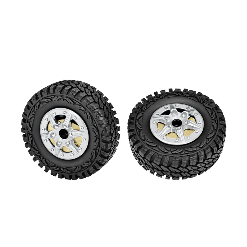 1.9" Alloy 6-Spoke Crawler Tire With 100G Brass Wheels Weights For AXIAL 1/10 SCX10 III Jeep CJ-7 SCX10 II Jeep Cherokee TRX4 Defender GMADE Komodo GMADE Sawback VATERRA K5 Blazer Ascender - Silver