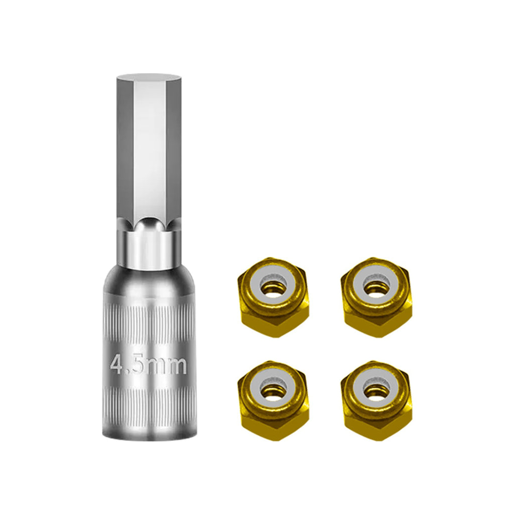 Wheel Nut 4Pcs & Wheel Nut Tool For Axial 1/30 SCX30 Ford Bronco AXI-2048 / Jeep Wrangler AXI-2261 Rock Crawler Upgrades - Gold
