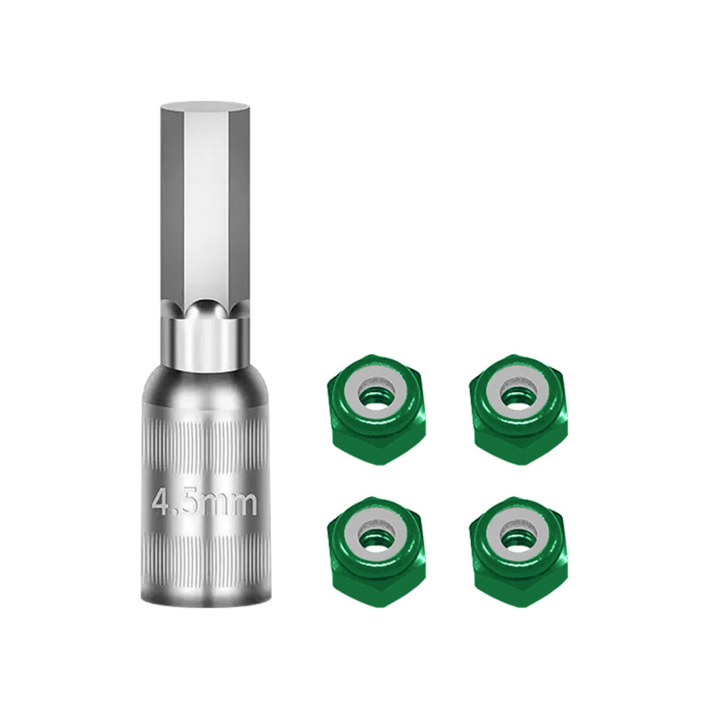 Wheel Nut 4Pcs & Wheel Nut Tool For Axial 1/30 SCX30 Ford Bronco AXI-2048 / Jeep Wrangler AXI-2261 Rock Crawler Upgrades - Green