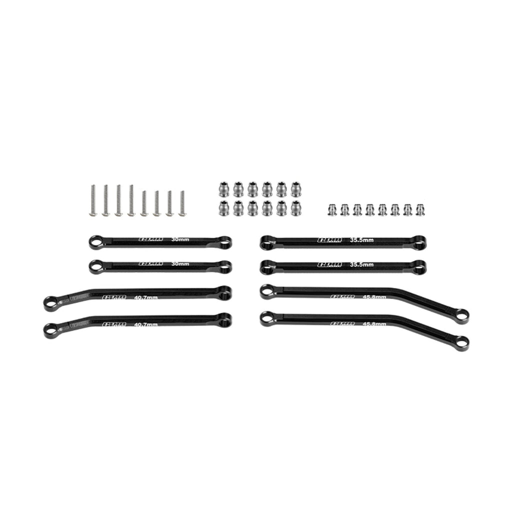 Aluminum 7075-T6 Alloy Front & Rear Link Set For Axial 1/30 SCX30 Ford Bronco AXI-2048 / Jeep Wrangler AXI-2261 Rock Crawler Upgrades - Black