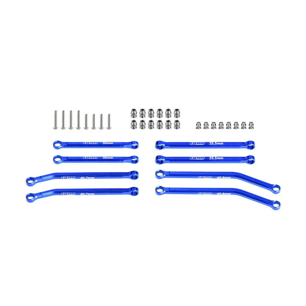 Aluminum 7075-T6 Alloy Front & Rear Link Set For Axial 1/30 SCX30 Ford Bronco AXI-2048 / Jeep Wrangler AXI-2261 Rock Crawler Upgrades - Blue