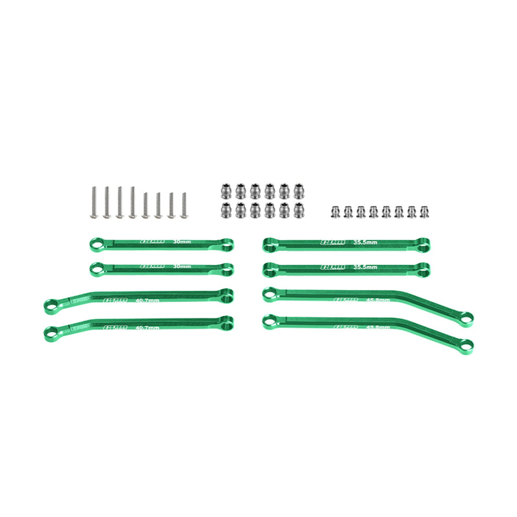 Aluminum 7075-T6 Alloy Front & Rear Link Set For Axial 1/30 SCX30 Ford Bronco AXI-2048 / Jeep Wrangler AXI-2261 Rock Crawler Upgrades - Green