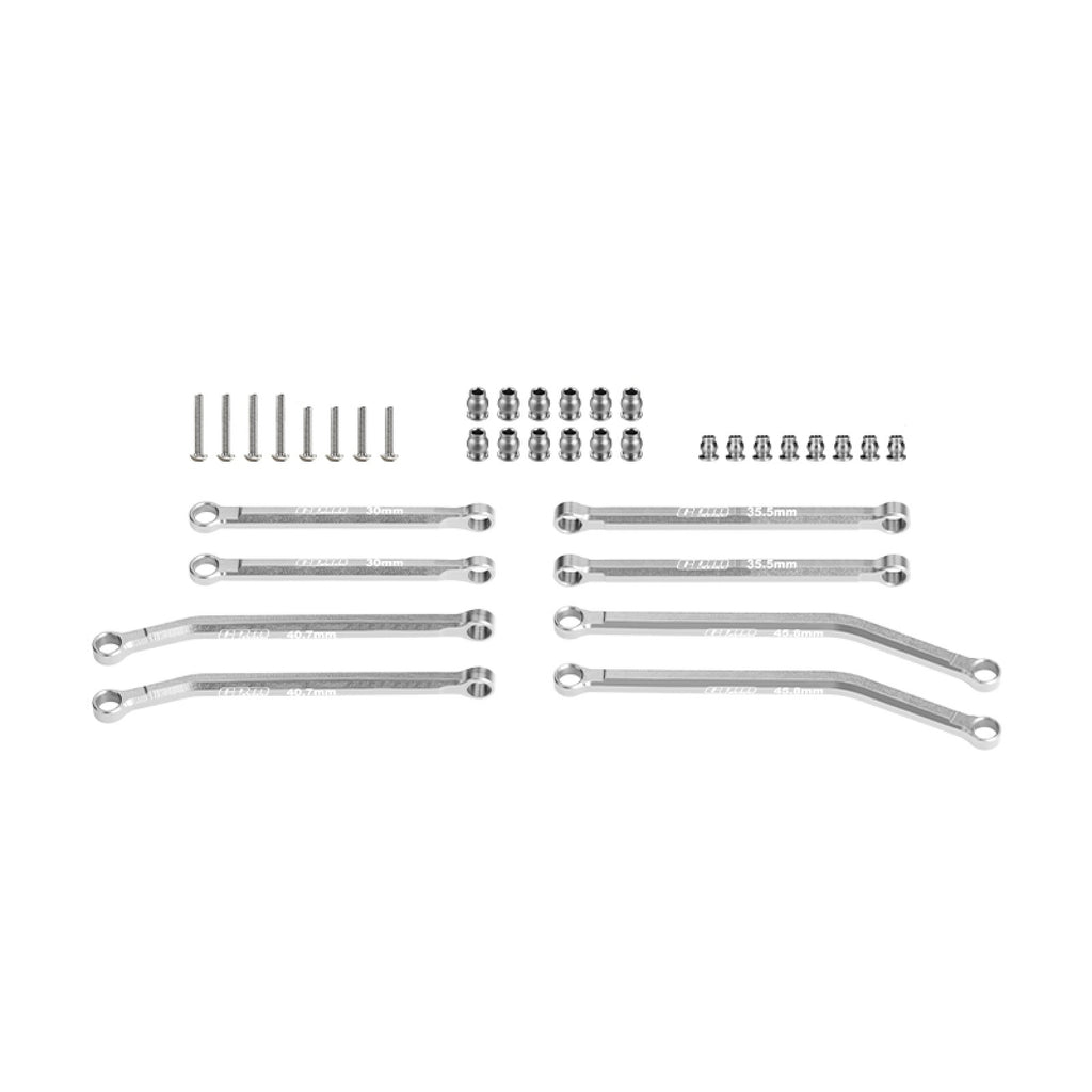 Aluminum 7075-T6 Alloy Front & Rear Link Set For Axial 1/30 SCX30 Ford Bronco AXI-2048 / Jeep Wrangler AXI-2261 Rock Crawler Upgrades - Silver