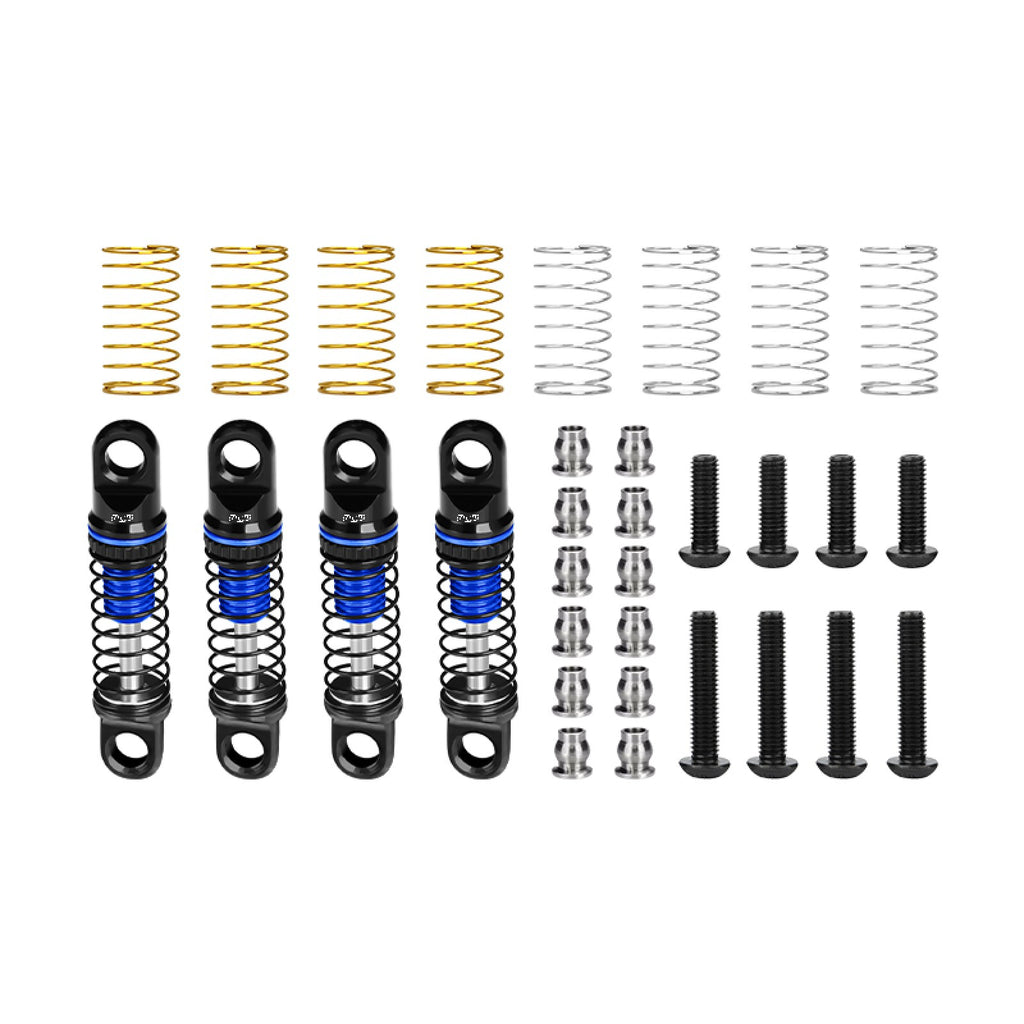 Aluminum Alloy Adjustable Shock Set 22mm For Axial 1/30 SCX30 Ford Bronco AXI-2048 / Jeep Wrangler AXI-2261 Rock Crawler Upgrades - Blue