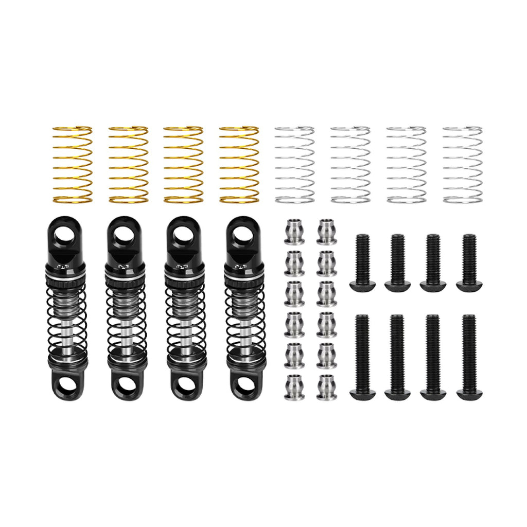 Aluminum Alloy Adjustable Shock Set 22mm For Axial 1/30 SCX30 Ford Bronco AXI-2048 / Jeep Wrangler AXI-2261 Rock Crawler Upgrades - Gray Silver