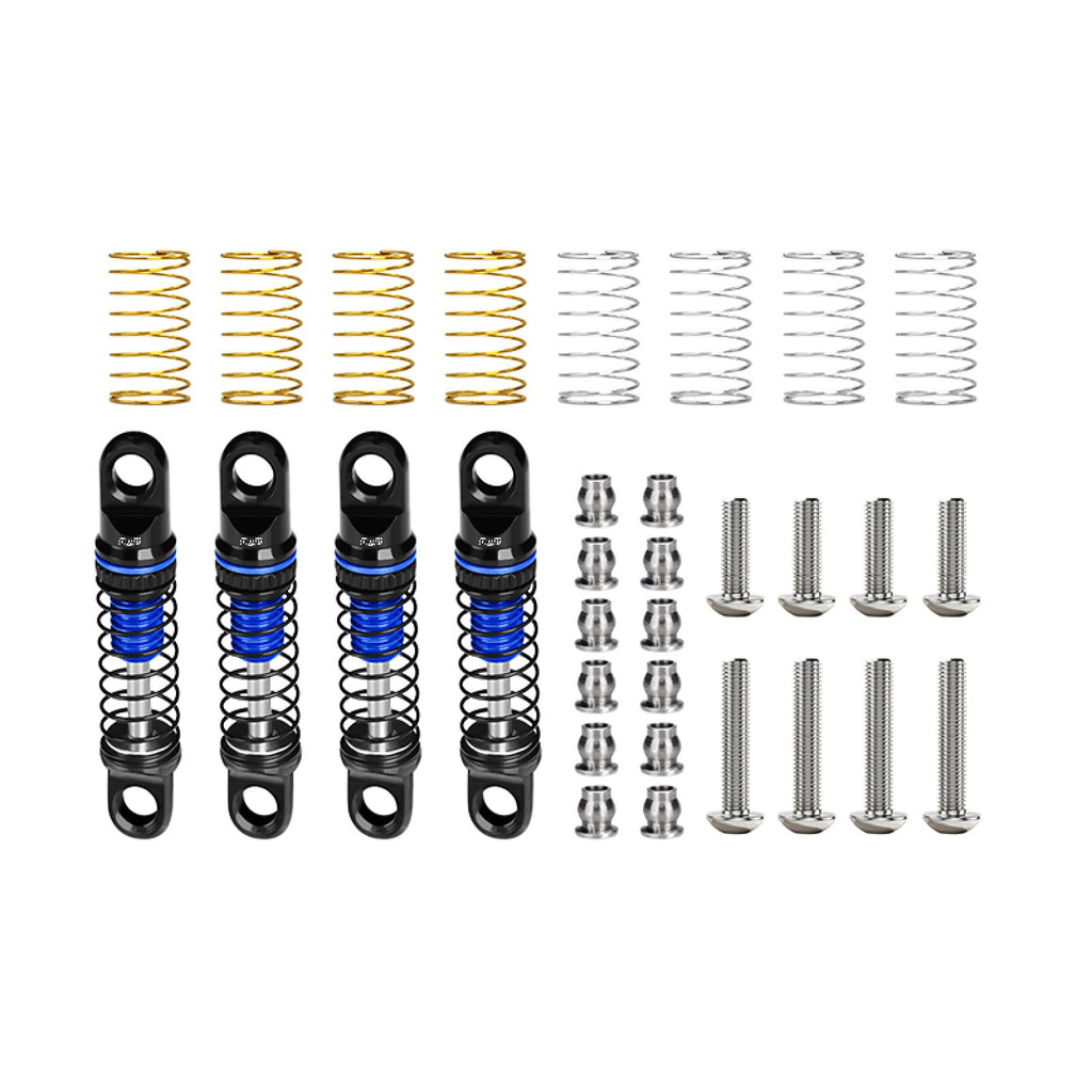 Aluminum Alloy Adjustable Shock Set 26mm For Axial 1/30 SCX30 Ford Bronco AXI-2048 / Jeep Wrangler AXI-2261 Rock Crawler Upgrades - Blue