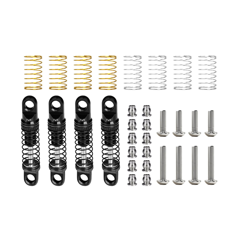 Aluminum Alloy Adjustable Shock Set 26mm For Axial 1/30 SCX30 Ford Bronco AXI-2048 / Jeep Wrangler AXI-2261 Rock Crawler Upgrades - Black