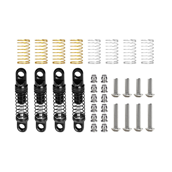Aluminum Alloy Adjustable Shock Set 26mm For Axial 1/30 SCX30 Ford Bronco AXI-2048 / Jeep Wrangler AXI-2261 Rock Crawler Upgrades - Black