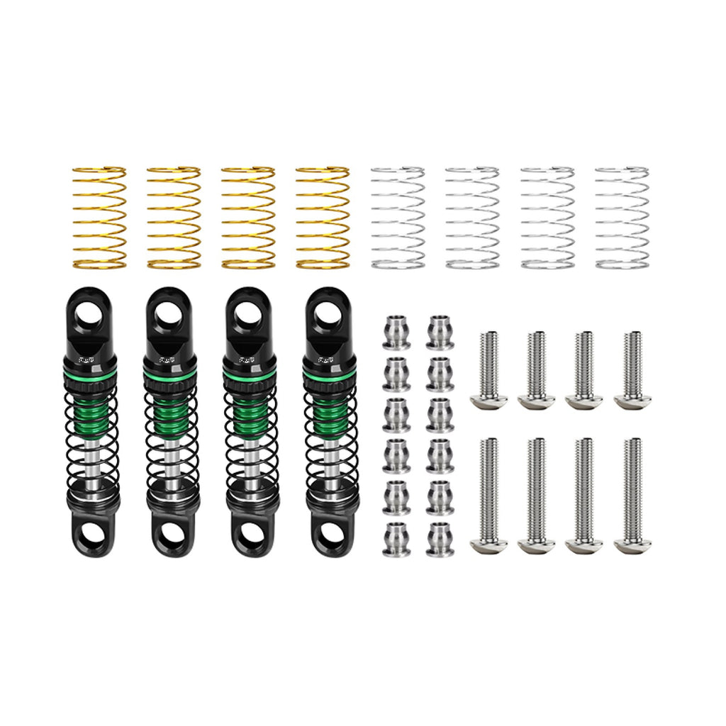 Aluminum Alloy Adjustable Shock Set 26mm For Axial 1/30 SCX30 Ford Bronco AXI-2048 / Jeep Wrangler AXI-2261 Rock Crawler Upgrades - Green