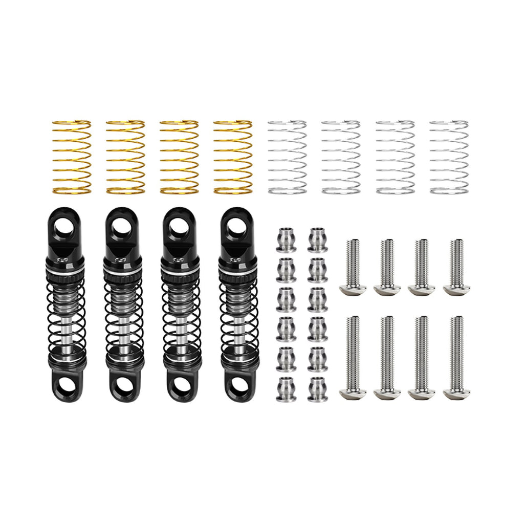 Aluminum Alloy Adjustable Shock Set 26mm For Axial 1/30 SCX30 Ford Bronco AXI-2048 / Jeep Wrangler AXI-2261 Rock Crawler Upgrades - Gray Silver