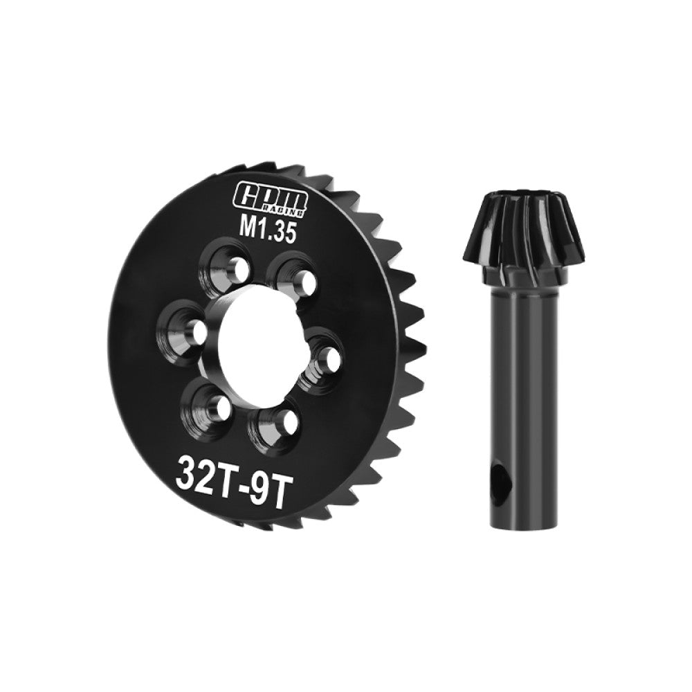 20Cr Steel Spiral-Cut Ring & Pinion Gear Set 32T/9T/1.35Mod For Axial 1:6 SCX6 Jeep JLU Wrangler-AXI05000 / SCX6 Trail Honcho-AXI05001 Rock Crawler Upgrades - Black