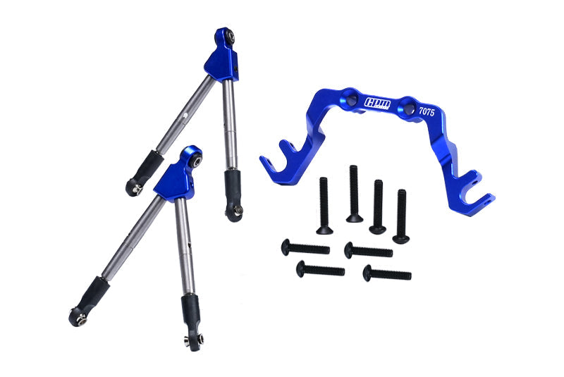 7075 Aluminum Alloy Front Tie Rods With Stabilizer For C Hub For Traxxas 1/10 SLASH 4X4 LCG-68086-21 Upgrades - Blue