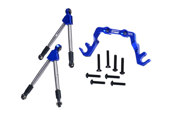 7075 Aluminum Alloy Front Tie Rods With Stabilizer For C Hub For Traxxas 1/10 SLASH 4X4 LCG-68086-21 Upgrades - Blue