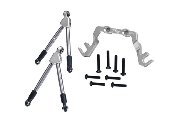 7075 Aluminum Alloy Front Tie Rods With Stabilizer For C Hub For Traxxas 1/10 SLASH 4X4 LCG-68086-21 Upgrades - Silver