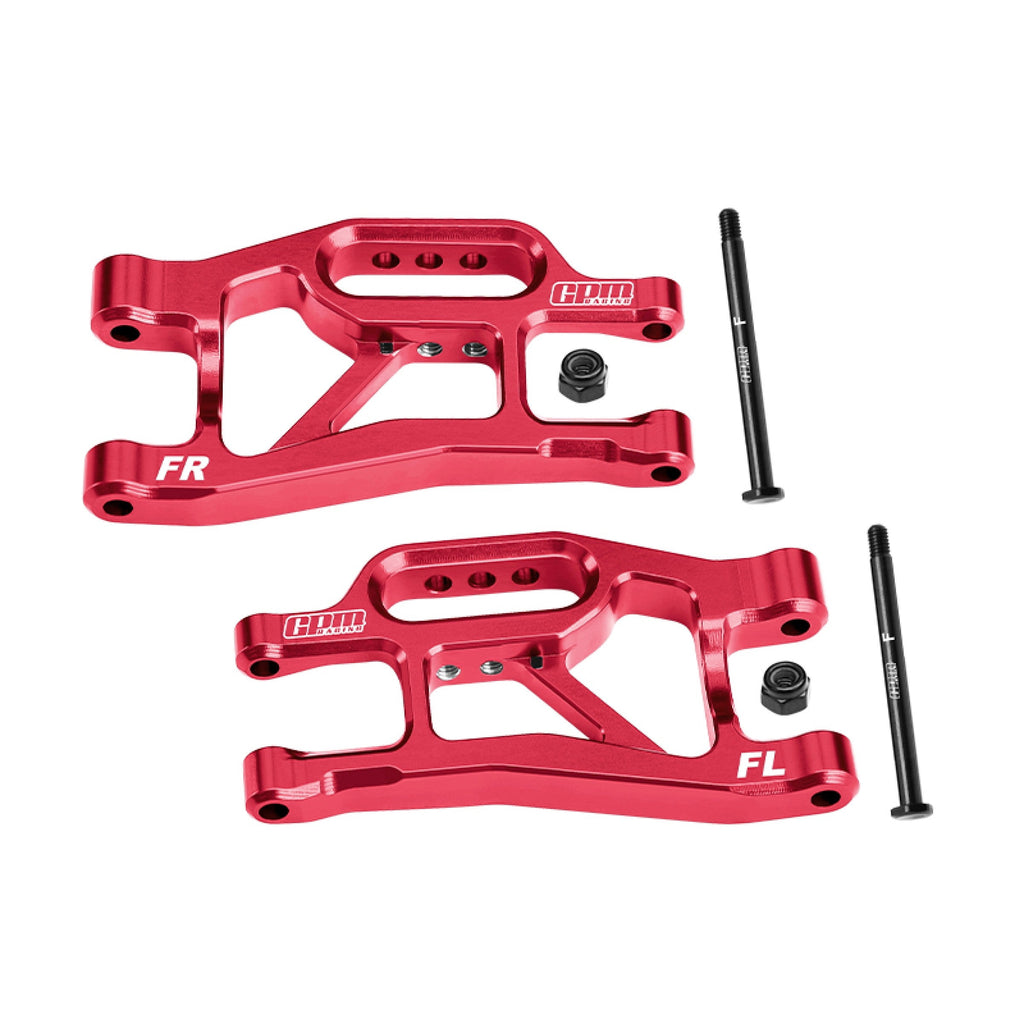 Aluminum 7075-T6 Alloy Front Lower Suspension Arms For Traxxas 1/16 Mini Slash 4X4 Short Course Truck-108164-1 Upgrades - Red