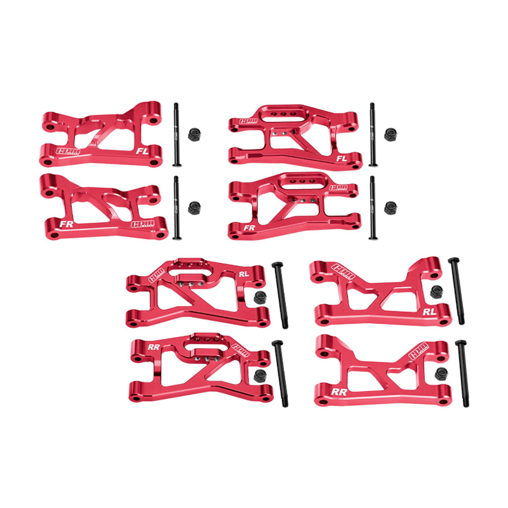 Aluminum 7075-T6 Alloy Front + Rear (Upper & Lower) Suspension Arms For Traxxas 1/16 Mini Slash 4X4 Short Course Truck-108164-1 Upgrades - Red