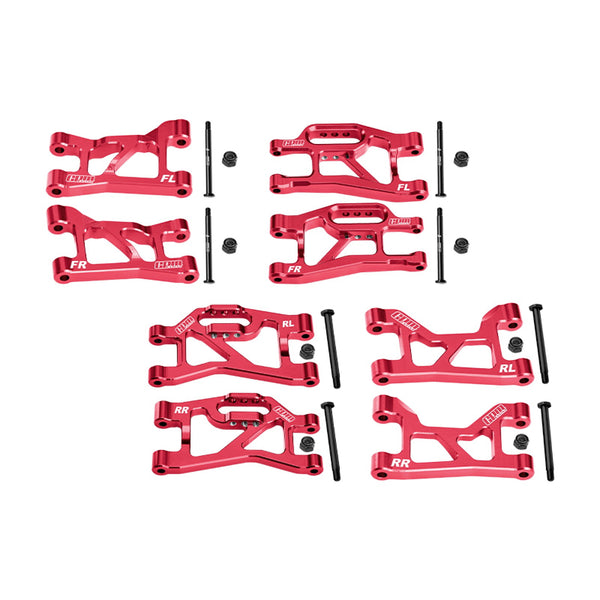 Aluminum 7075-T6 Alloy Front + Rear (Upper & Lower) Suspension Arms For Traxxas 1/16 Mini Slash 4X4 Short Course Truck-108164-1 Upgrades - Red