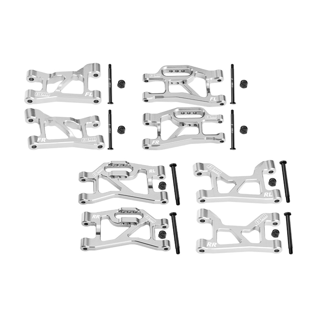 Aluminum 7075-T6 Alloy Front + Rear (Upper & Lower) Suspension Arms For Traxxas 1/16 Mini Slash 4X4 Short Course Truck-108164-1 Upgrades - Silver
