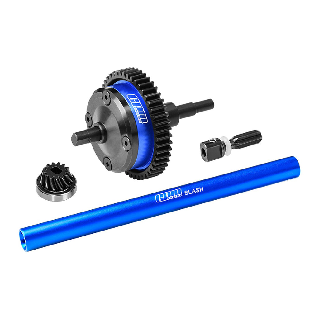 4140 Carbon Steel + Aluminum 7075 Alloy Centre Complete Differential For Traxxas 1/16 Mini Slash 4X4 Short Course Truck-108164-1 Upgrades - Blue