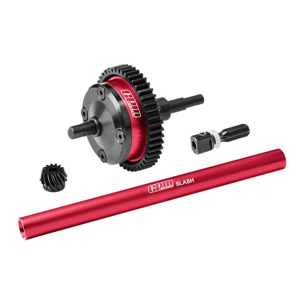 4140 Carbon Steel + Aluminum 7075 Alloy Centre Complete Differential For Traxxas 1/16 Mini Slash 4X4 Short Course Truck-108164-1 Upgrades - Red