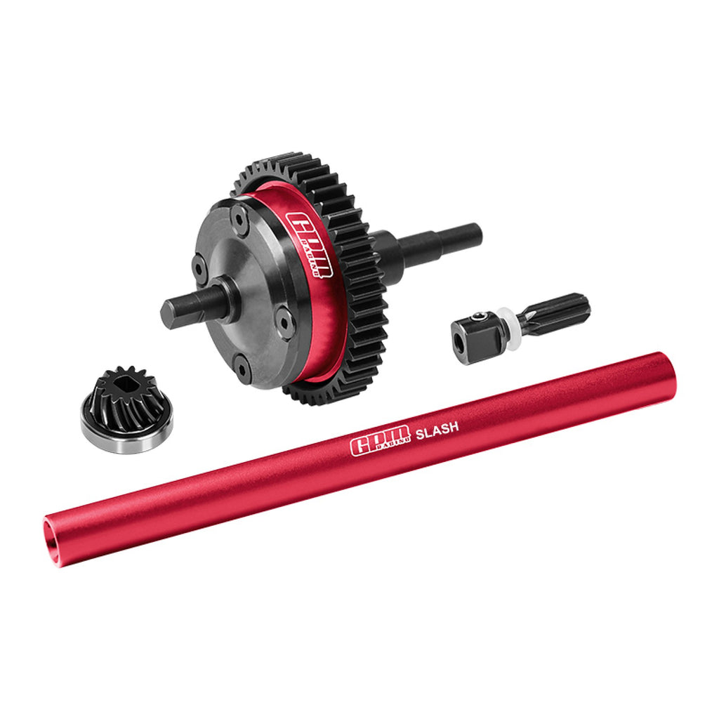 4140 Carbon Steel + Aluminum 7075 Alloy Centre Complete Differential For Traxxas 1/16 Mini Slash 4X4 Short Course Truck-108164-1 Upgrades - Red