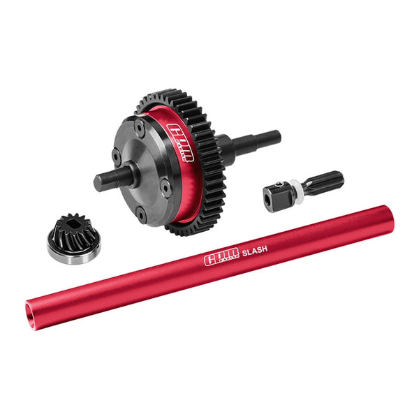 4140 Carbon Steel + Aluminum 7075 Alloy Centre Complete Differential For Traxxas 1/16 Mini Slash 4X4 Short Course Truck-108164-1 Upgrades - Red