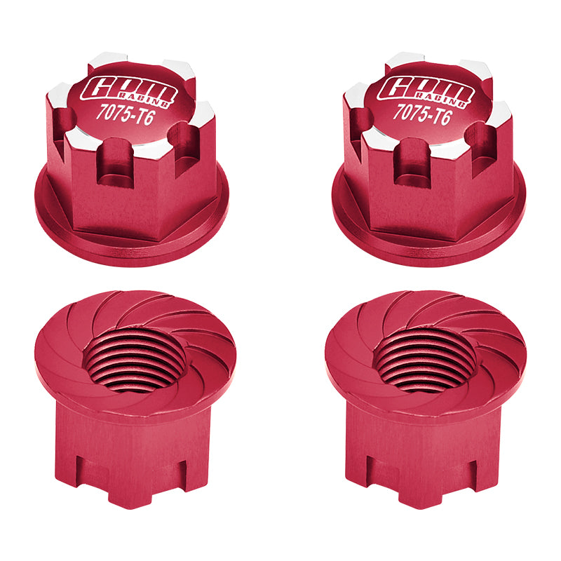 Aluminum 7075-T6 Wheel Lock For Traxxas 1:8 4WD Sledge / 1:5 X Maxx 6S / X Maxx 8S / XRT 8S / 1:10 E-Revo 2.0 VXL / 1:10 Maxx With WideMAXX - 4Pc Set Red