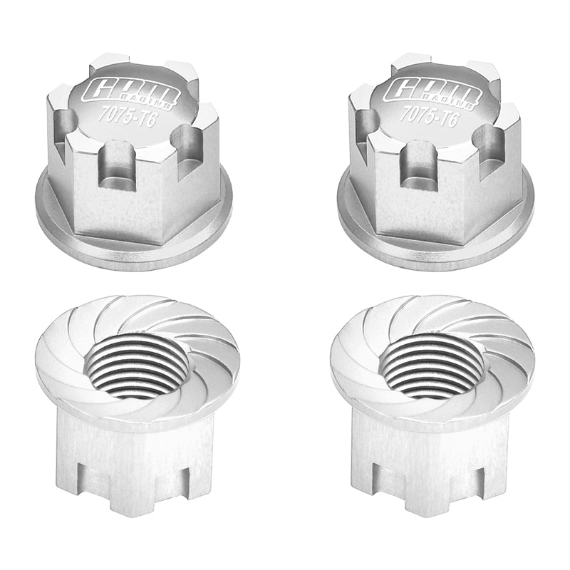 Aluminum 7075-T6 Wheel Lock For Traxxas 1:8 4WD Sledge / 1:5 X Maxx 6S / X Maxx 8S / XRT 8S / 1:10 E-Revo 2.0 VXL / 1:10 Maxx With WideMAXX - 4Pc Set Silver